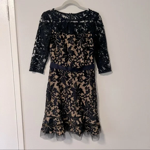 Women's Tadashi Shoji Lace Overlay Dress, Size 4 - Blue